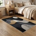 thumbnail image 2 of ODIKA 5'x7' Washable Area Rug Non-Slip, Chair-Friendly Large Abstract Grid Panel Contemporary Blackrug Pile Grey for Dining Room, Under Table, Home Office, 2 of 7