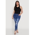 thumbnail image 2 of Womens Plus Size WAX High Rise Distressed Push Up Skinny Jeans, 2 of 5