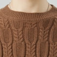 thumbnail image 4 of JUUYY Men's Sweater Crewneck Cable Knit Pullover Sweater Casual Twist Textured Sweaters Khaki XXL, 4 of 5