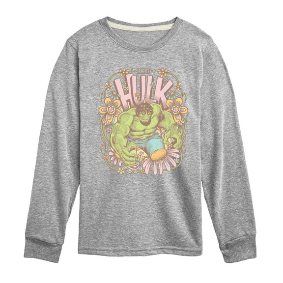 Marvel Hulk - Floral - Toddler And Youth Long Sleeve Graphic T-Shirt
