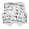 thumbnail image 2 of inlzdz Kids Boys Glittery Sequined Vest Waistcoat Hip-hop Choir Jazz Dance Stage Performance Coat Jacket Silver 13-14, 2 of 7