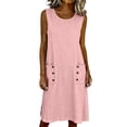 thumbnail image 2 of QUNYINEY Casual Sundresses for Women Plus Size Cotton Linen Midi Sleeveless Solid Tank Dress Crew Neck Summer Loose Fit with Pockets Dresses, 2 of 7