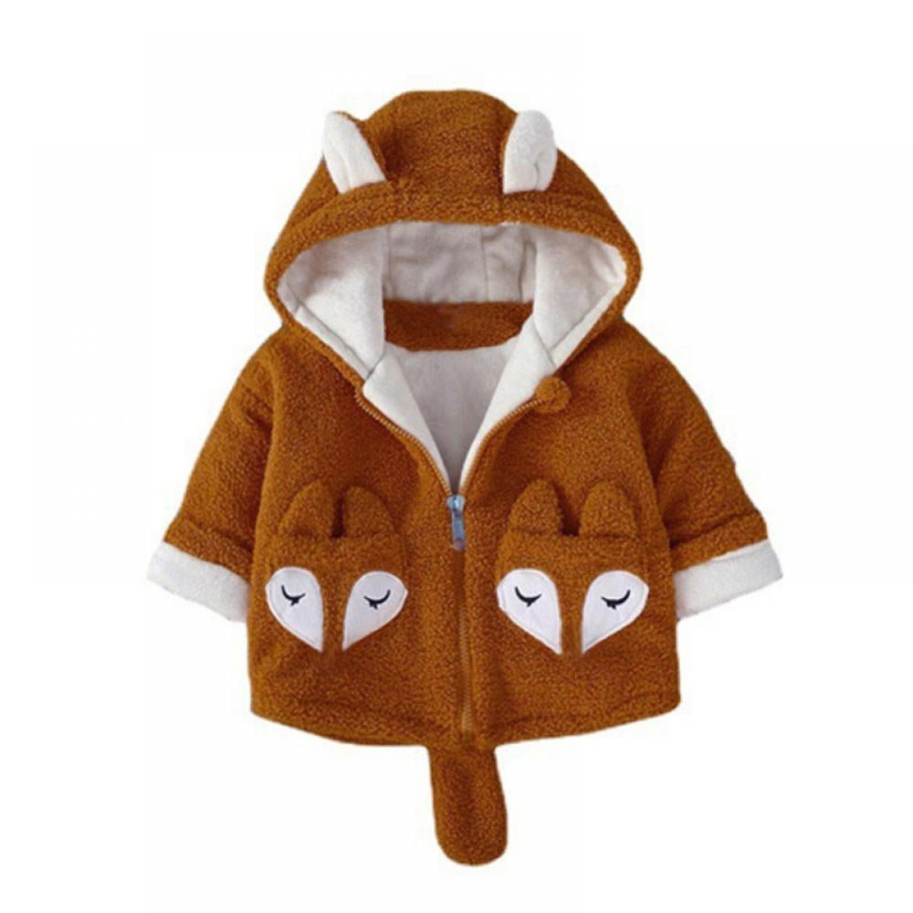 Newborn Baby Toddler Boy Girl Fox Winter Warm Hooded Coat Jacket Outwear Costume 
