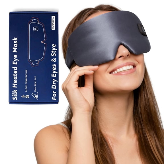 FACEMOON Silk Comfort Heated Eye Mask for Dry Eyes Warm Moist Heat Therapy Sleep Aid Blue
