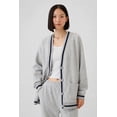 thumbnail image 3 of GAP Women's Fleece Cardigan, Grey with Navy Contrast Trim, Button Front, Long Sleeve, Front Pockets, Small, 3 of 3