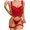 Red, variant on Levmjia Women's Lace Lingerie Set Transparent Girding Bra and Panty Set Solid Color Honeymoon Strap Comfortable Sleepwear Pajamas for Special Nights