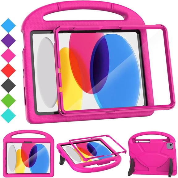 Kids Case for iPad A16 11-Inch 2025 (11th Gen) & iPad 10th Generation (10.9" 2022), Durable Shockproof Stand Cover with Screen Protector/Pencil Holder/Handle for Kids, Pink