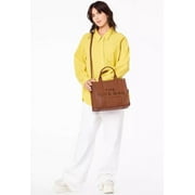 Marc Jacobs Womens One Size Full Grain Leather Solid Print Tote Bag, Argan Oil