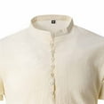 thumbnail image 5 of dazeni Mens Summer Linen T Shirts Lightweight Slim Fit Button Down Henley Shirts Solid Casual short Sleeve Tops Lightweight Beach Vacation Outfits Beige Medium, 5 of 6