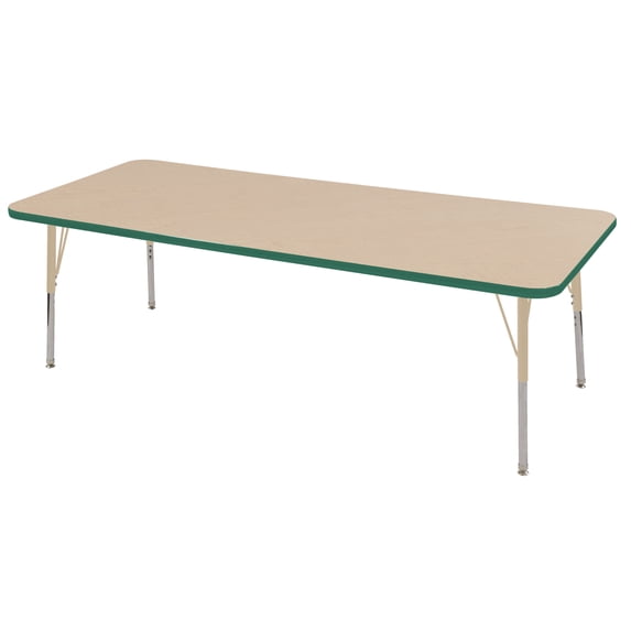 ECR4Kids 24in x 72in Rectangle Everyday T-Mold Adjustable Activity Table Maple/Green/Sand - Standard Swivel