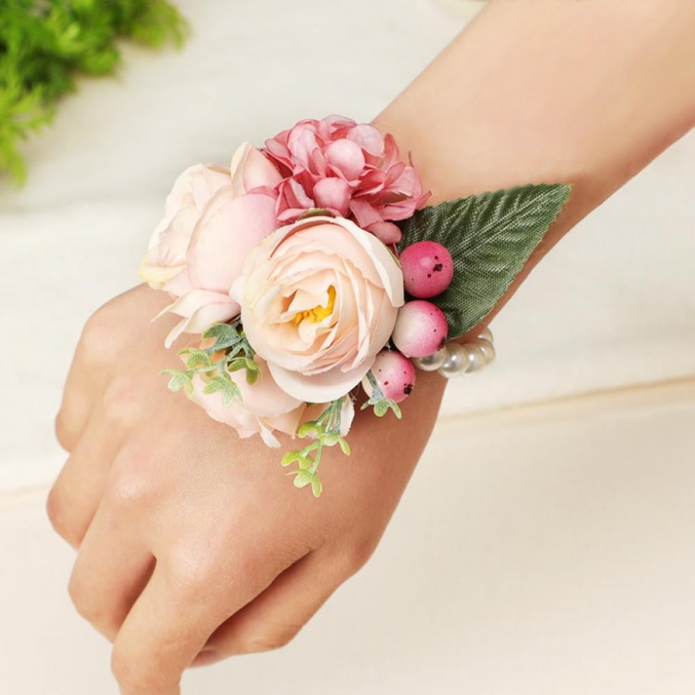 Prom Bride Wrist Flower Wedding Bouquet Brides Maid Bridal Artificial Corsage 6T 