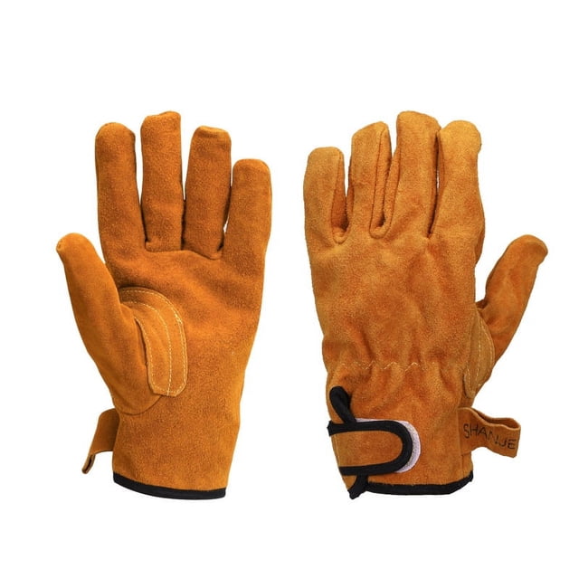 Guantes de trabajo marrones para hombre con cierre de muñeca, guantes de trabajo de seguridad para bricolaje, trabajos de jardinería, construcción, motocicleta