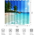 thumbnail image 6 of Ocean Beach Shower Curtain Blue Sky Sea Tropical Palm Trees Seaside Landscape Bath Curtain Waterproof Fabric Bathroom Décor 72x72 Inch Plastic Hooks 12PCS Ocean Green, 6 of 6