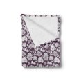 thumbnail image 2 of Flower Soft Flannel Fleece Blanket, Romantic Blossom Pattern Wedding Exotic Feminine Garden Petals with Contours, Cozy Plush for Indoor and Outdoor Use, 60" x 80", Eggplant and White, by Ambesonne, 2 of 5