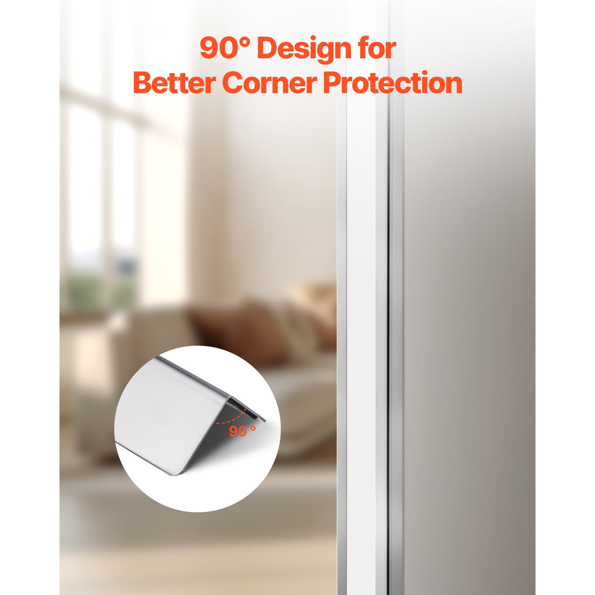 KFFKFF Stainless Steel Wall Corner Protector, 1.5 x 1.5 x 96 inch, 10 Pack Metal Corner Guards, 304 Stainless Steel Edge Trim 90-Degree Angle for Wall Protection in Homes, Offices