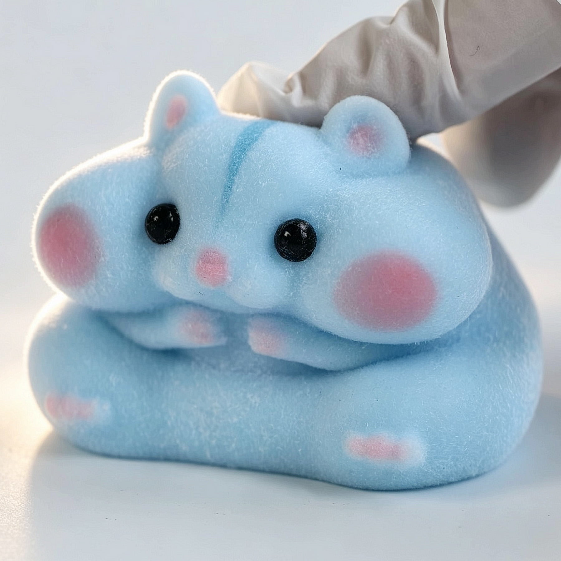 Handmade Taba Squishy Hamster Toy, Soft Silicone Mochi Fidget Toy, Cute Stress Relief Gift (Blue)