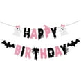 thumbnail image 5 of JIhuahe Happy Birthday Halloween Banner, Ghost Themed Party Decorations with Multi Color Paper Supplies for Spooky Celebration,White, 5 of 7