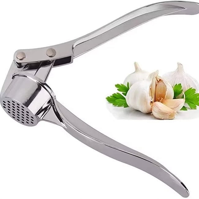 Hweilai 1 pcs Professional Stainless Steel Garlic Press, Professional Kitchen Garlic Crusher, Garlic Chopper, Super Easy to Use and Clean, Dishwasher Safe