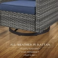 thumbnail image 5 of PARKWELL Outdoor Swivel Glider Chair Set of 2, Patio Swivel Rocking Lounge Chair with Navy Cushions for Balcony Patio, Gray Wicker, 5 of 7