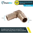 thumbnail image 2 of Inch Crimp 90 Degree Elbow, Pack of 10, Brass Plumbing Fitting, PEX Pipe, PE-RT, UC248LFA10., 2 of 5