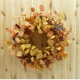 thumbnail image 3 of Artificial Fall Wreath for Front Door Autumn Eucalyptus Wreath with Orange Eucalyptus Leaves,Woodern Oak Leaves for Farmhouse Indoor Outdoor Window Wall Door Home Decor,Gift Box Included, 3 of 15