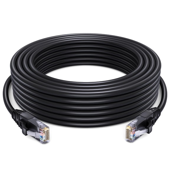 Ethernet Cable 20 ft CAT6 High Speed Internet Network LAN Cable Cord, Outdoor Waterproof (Black)