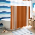 thumbnail image 5 of No Hook Shower Curtain, Vintage Orange Striped Shower Curtains for Bathroom with See Through Top Window, Farmhouse White Stripes Aesthetics Waterproof & Washable Bath Curtain Extra Long 72"x84", 5 of 8