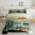 thumbnail image 2 of jejeloiu Chic Natural Scenery Bedding Comforter Set,Ink Painting Aesthetic Twin Comforter Sets,Teal Orange Bedding Set For Adult,Super Cozy Room Decor Reversible,2 Pieces, 2 of 8