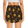 thumbnail image 4 of Uemuo Fall Daisy Leaf Pattern Women's Athletic Shorts High Waisted Running Shorts with Liner Pockets Gym Elastic Workout Shorts-XX-Large, 4 of 9