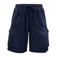 thumbnail image 3 of Women's Quick Dry Cargo Shorts with Pockets, Mid High Waisted Drawstring Elastic Waist, Loose Fit for Outdoor Hiking & Travel, Woven Fabric for Summer Sports & Casual Wear, 3 of 7