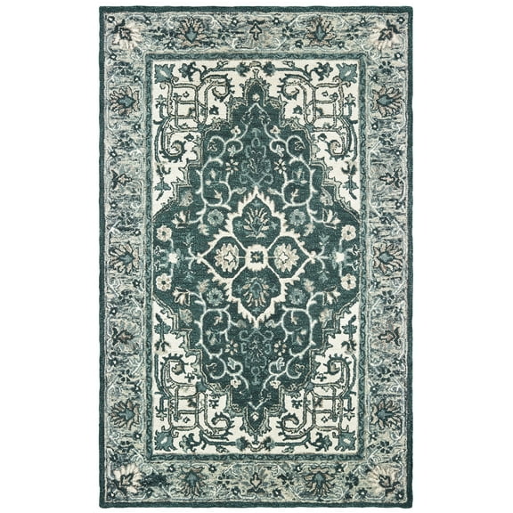 Moretti Avant Area Rug 75506 Grey Scrolls Bordered 3' 6" x 5' 6" Rectangle