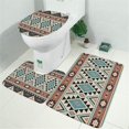 thumbnail image 2 of Brown Triangular Geometric Pattern Bathroom Rugs Sets 3 Piece,Toilet Cover Set,Absorbent Non Slip Bathroom Mats Sets with U-Shaped Contour Rug Toilet Rug Set, 2 of 5
