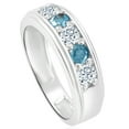thumbnail image 2 of Pompeii 1 Ct T.W. Blue & White Diamond Mens Wedding Ring 5-Stone Anniversary White Gold, 2 of 6