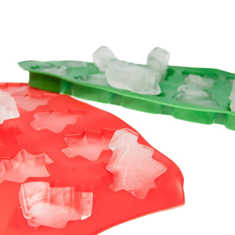Vintage Ice Shapers Santa Claus & Christmas Tree Ice Cube Tray Plastic Mold