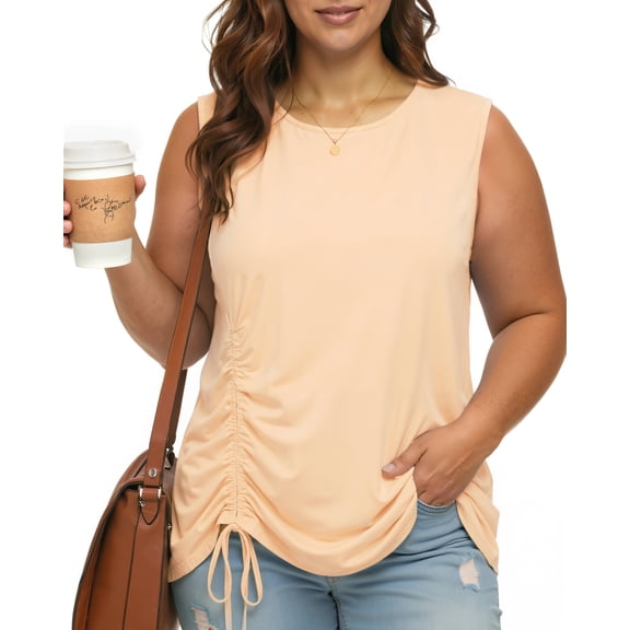 Oryer Plus Size Tank Tops for Women, Round Neck Sleeveless Casual Womens Blouse Trendy Tunic Summer Shirts for Women 1X-5X