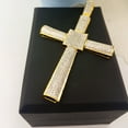 thumbnail image 3 of Dazzlingrock Collection 3.00 Carat (ctw) 18K Yellow Gold Plated Sterling Silver White Diamond Micro Pave Mens Hip Hop Style Religious Cross Pendant Necklace, FREE CHAIN, 3 of 3