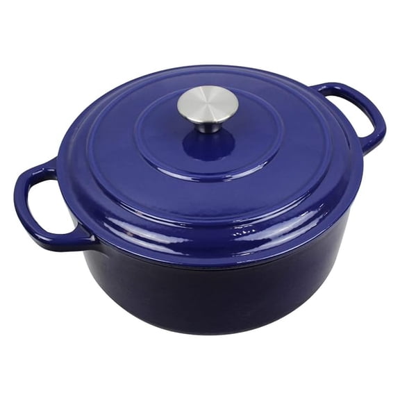 YHKJ Cast Iron Enameled Pot Casserole Dutch Oven 9 Qt with Cover Blue