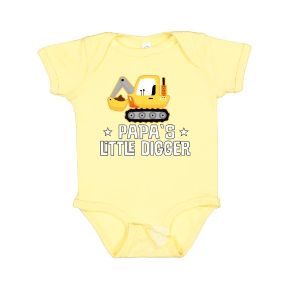 Inktastic Papa Little Digger Construction Truck Boys Baby Bodysuit