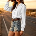 thumbnail image 6 of ClodeEU Women Lapel Long Sleeve Button Down Shirts,Casual Loose Blouse White,Women's Plus M, 6 of 9