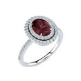 thumbnail image 2 of SuperJeweler 1 1/2 Carat Oval Shape Garnet and Double Halo Diamond Ring In Sterling Silver For Women, 2 of 5