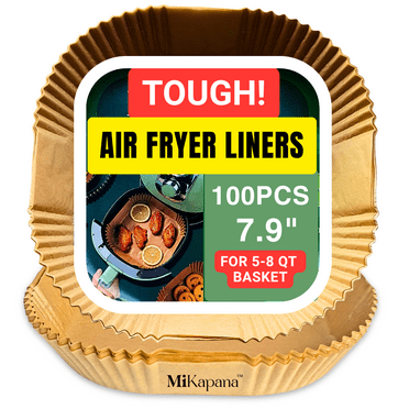 Square Parchment Paper Non-Stick, Inserts for Air Fryer Basket, 7.9" x 7.9", 100-Count
