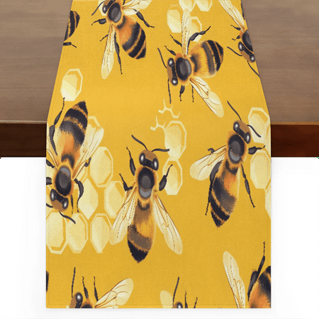 

Qzaxky Table Runner Boho Table Runner Honey Bee Bohemian Boho Outdoor Table Runner Decoration for Indoor Outdoor Home Dinner Party Wedding Decor 13 x 36 Inch