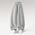 thumbnail image 4 of LUGOGNE Girls Wide Leg Sweatpants with Pockets - Comfortable Relaxed Fit Elastic Waist Casual Pants Fall Winter Kids Clothing Gray,Size 5, 4 of 9