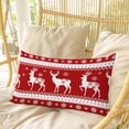 thumbnail image 4 of Christmas Elk Pillow Covers, Linen Long Throw Pillow Case, Xmas Snowflakes Vintage Red Geometric Art Holiday Pillow Protector Decorative Cushion Cover for Living Room/Bedroom 20" x 30", 4 of 8