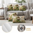 thumbnail image 6 of Spring Flowers Pillow Covers 2 Pack Country Watercolor Bird House Fence White Floral Leaf Beige Pillowcase Waterproof Outdoor Throw Pillow Cover for Patio Garden Square Cushion 20”x20”, 6 of 9