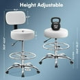thumbnail image 3 of Drafting Chair with Back, Adjustable Foot Rest Rolling Stool, Multi-Purpose Office Desk Chair, Thick Seat Cushion for Home Bar Kitchen Shop -White, 3 of 18