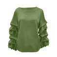 thumbnail image 2 of Women's Irregular Sleeve Sweatshirt, Fashion Oversized Pullover, Casual Loose Fit Crewneck Top, Drop Shoulder Long Sleeve Blouse, Trendy Streetwear Sweater for Women Light Green M, 2 of 7