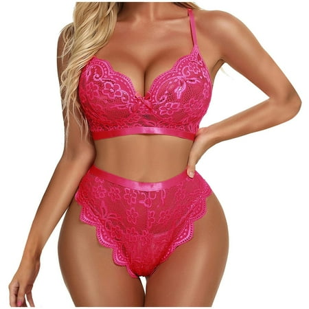 Yuhangmm Bra Wireless Set Gathered Underwear Pajamas Sexy Women s Lingerie Set Thin Lace Yes Daddy Romper
