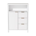 thumbnail image 3 of Ktaxon Fluted MDF Bathroom Floor Cabinet with Grille Single Door and Three Drawers, White, 3 of 11