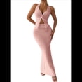 thumbnail image 3 of Conjunto de Dos Piezas para Mujer: Top con Cuello Halter y Falda con Frontal, Conjunto de Verano. Rosa M, 3 of 10